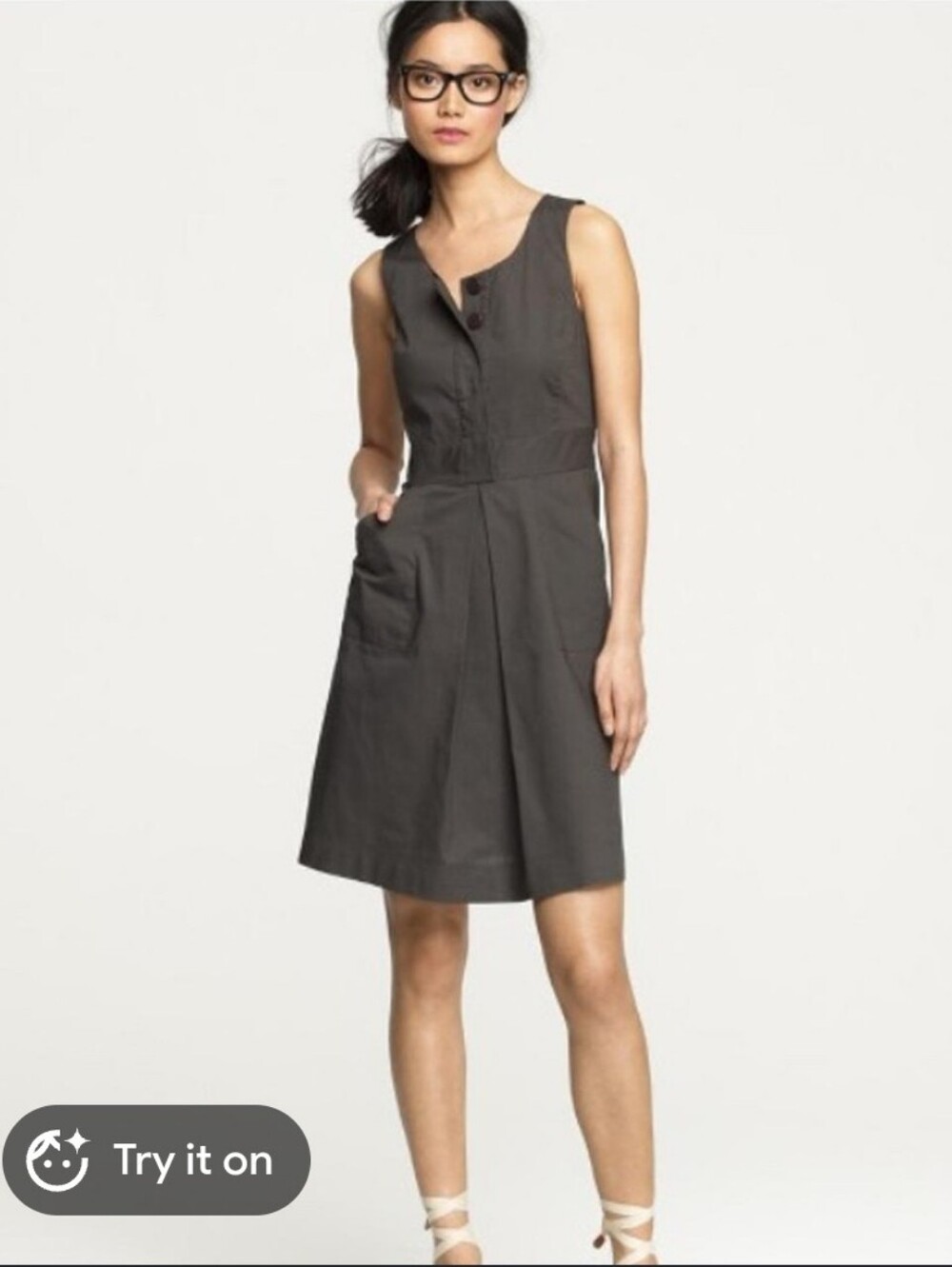 J.Crew Women's Olive Green Caroline Preppy Pleated Fit & Flare Short Dress Sz 12